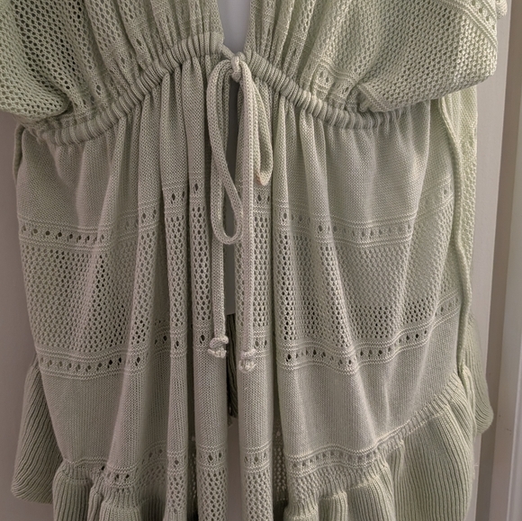 Steve Madden Mint Knit Short Sleeve Cardigan. OS. - Picture 3 of 3